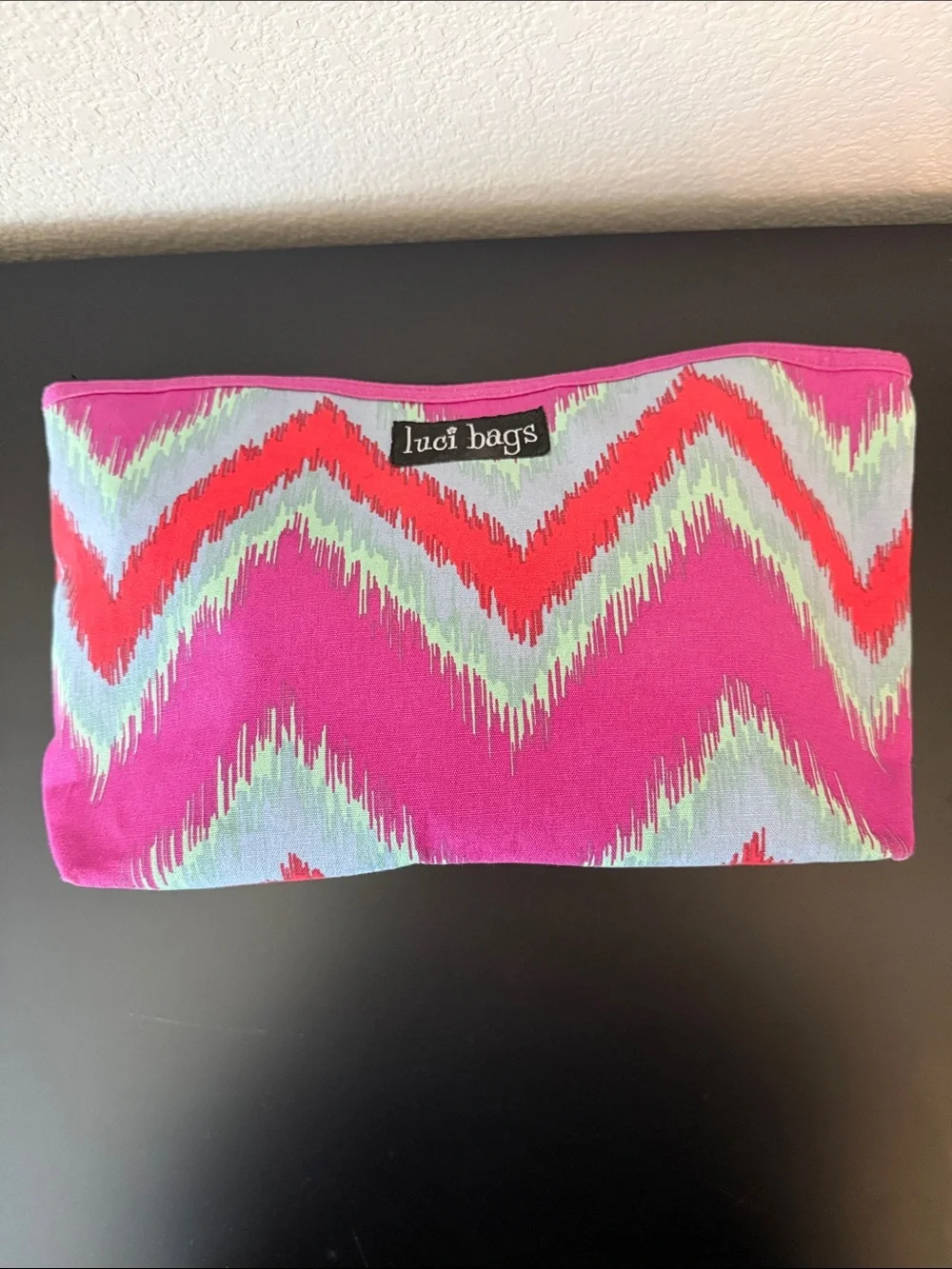 luci bags Pink Chevron Cosmetic Pouch